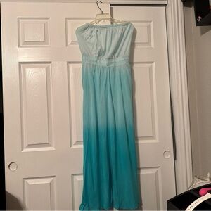 Elan Strapless Ombre Dress in Light Aqua